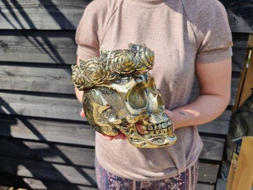 Figuur - Rose Skull - Messing, Antiek en Kunst, Kunst | Designobjecten