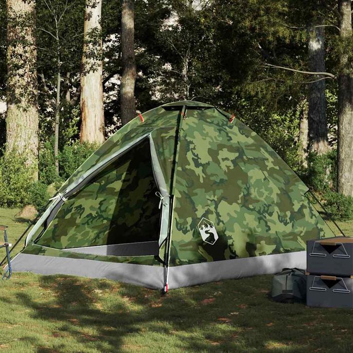 vidaXL Koepeltent 4-persoons waterdicht camouflage, Caravans en Kamperen, Tenten, Nieuw, tot en met 2, Verzenden