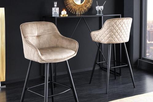 Design barkruk EUPHORIA champagne grijs fluweel zwart, Huis en Inrichting, Barkrukken, Ophalen of Verzenden