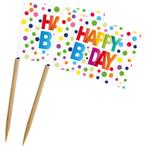 Verjaardag Vlagprikkers Happy Birthday 50st 5cm, Verzenden, Nieuw