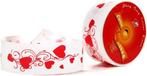 Poly ribbon scheur cadeaulint wit + rode hartjes 50mm, Huis en Inrichting, Ophalen of Verzenden, Nieuw