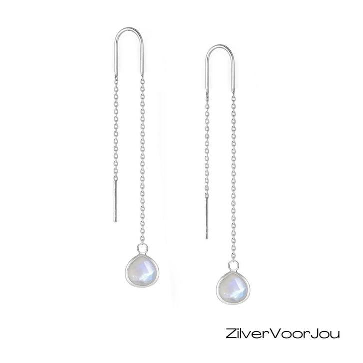 Stijlvolle 925 zilveren threader oorbellen met regenboogmaan, Sieraden, Tassen en Uiterlijk, Oorbellen, Nieuw, Verzenden