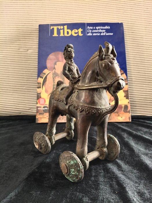 Paard met Mahut tempel-speelgoed - Gepatineerd brons -, Antiek en Kunst, Kunst | Niet-Westerse kunst