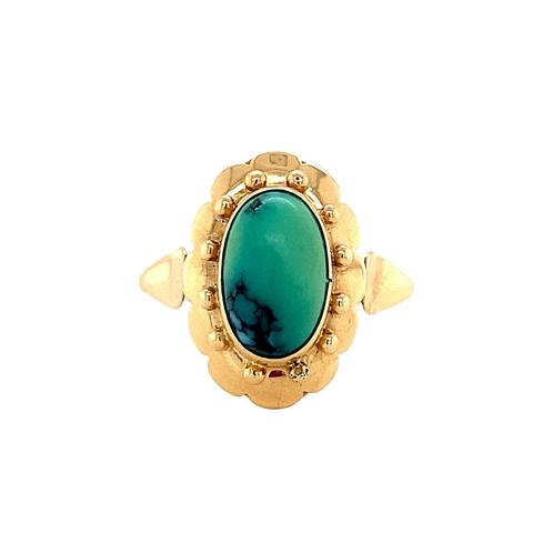 Gouden ring met turkoois 14 krt, Sieraden, Tassen en Uiterlijk, Ringen, Nieuw, Ophalen of Verzenden
