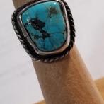 Zonder Minimumprijs - Ring Zilver Turquoise - Oude pion, Sieraden, Tassen en Uiterlijk, Antieke sieraden