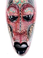 Lombok-masker van hout, met de hand beschilderd en parelmoer, Antiek en Kunst