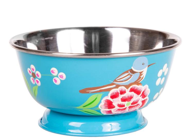 handbeschilderde kom met voet India | roestvrijstalen kom, Huis en Inrichting, Keuken | Servies, Verzenden