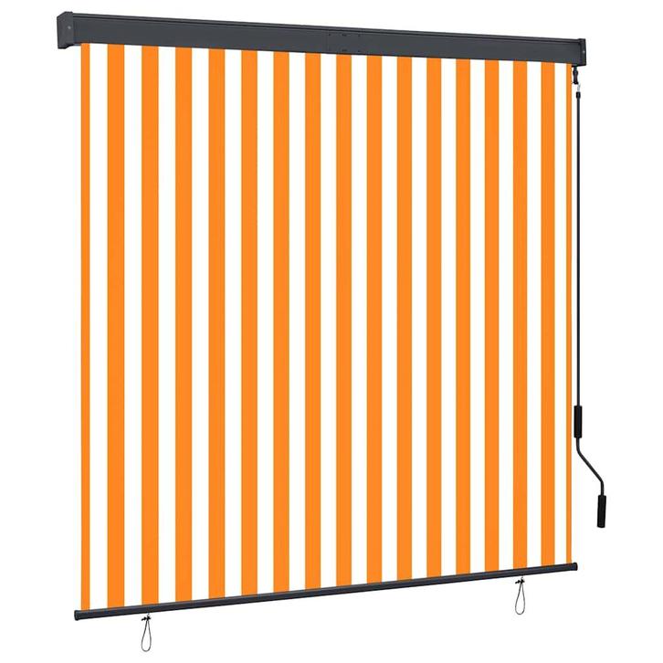 vidaXL Rolgordijn voor buiten 160x250 cm wit en oranje, Huis en Inrichting, Stoffering | Gordijnen en Lamellen, Nieuw, Verzenden