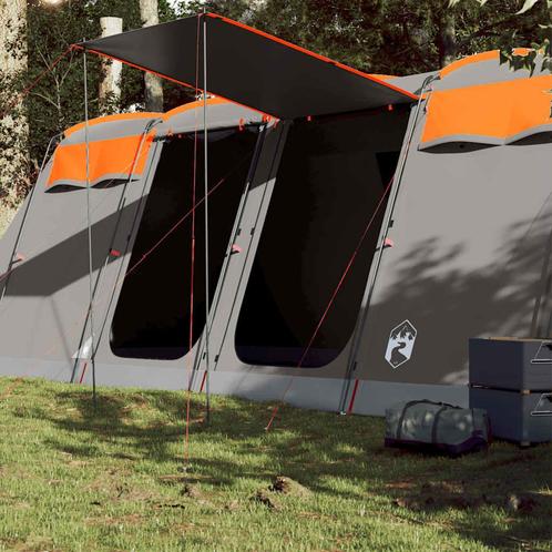 vidaXL Tunneltent 10-persoons waterdicht grijs en oranje, Caravans en Kamperen, Tenten, Nieuw, tot en met 2, Verzenden