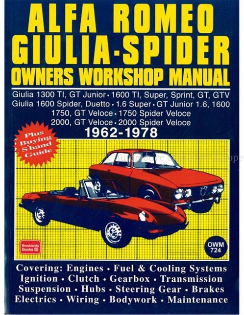 ALFA ROMEO GIULIA - SPIDER OWNERS WORKSHOP MANUAL 1962-1978, Boeken, Auto's | Boeken, Alfa Romeo