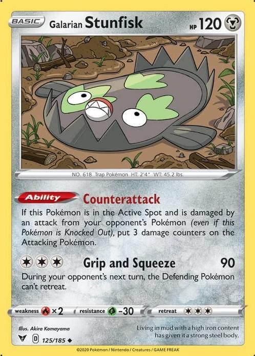 Galarian Stunfisk 125/185 Vivid Voltage, Hobby en Vrije tijd, Verzamelkaartspellen | Pokémon, Losse kaart, Nieuw, Foil, Ophalen of Verzenden