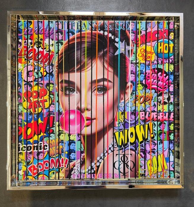 Elmago - Audrey Hepburn pop bubble 3 codebarre (large), Antiek en Kunst, Kunst | Schilderijen | Modern