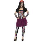 Skelet Halloween Kostuum Dames tutu bloemen, Verzenden, Nieuw