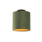 Plafondlamp met velours kap groen met goud 20 cm - Combi, Nieuw, Overige materialen, Landelijk / Rustiek