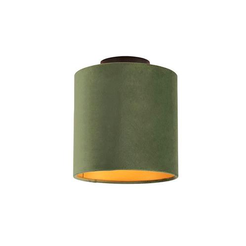 Plafondlamp met velours kap groen met goud 20 cm - Combi, Huis en Inrichting, Lampen | Plafondlampen, Nieuw, Overige materialen
