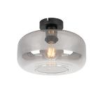 Art deco plafondlamp zwart met smoke glas - Bizle, Huis en Inrichting, Lampen | Plafondlampen, Nieuw, Glas, Art Deco