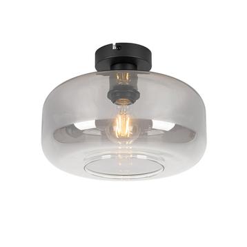 Art deco plafondlamp zwart met smoke glas - Bizle beschikbaar voor biedingen