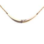 Gouden collier met bicolor hanger gezet met diamant 0,24..., Gebruikt, Overige kleuren, Ophalen of Verzenden, Met edelsteen