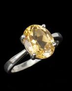 Citrien - Zilver, Bague Soleil Royal en Citrine : Geluk &