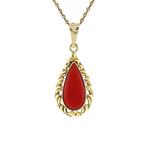 Gouden hanger met bloedkoraal 14 krt, Sieraden, Tassen en Uiterlijk, Ophalen of Verzenden, Nieuw