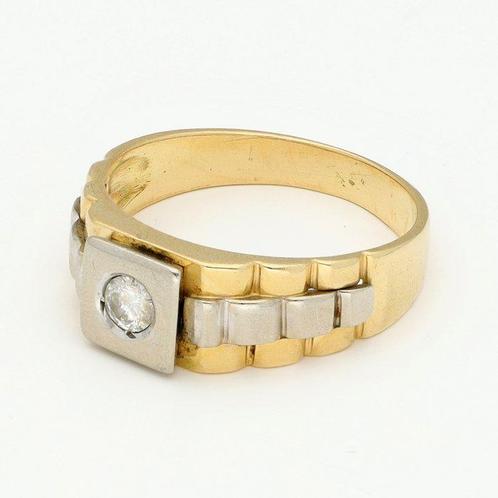 Ring - 18 karaat Geel goud, Witgoud Diamant (Natuurlijk), Sieraden, Tassen en Uiterlijk, Ringen