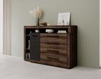 Meubella | Commode Donker Eiken 161x43x107 cm dressoir, 100 tot 150 cm, Verzenden, Nieuw, Modern