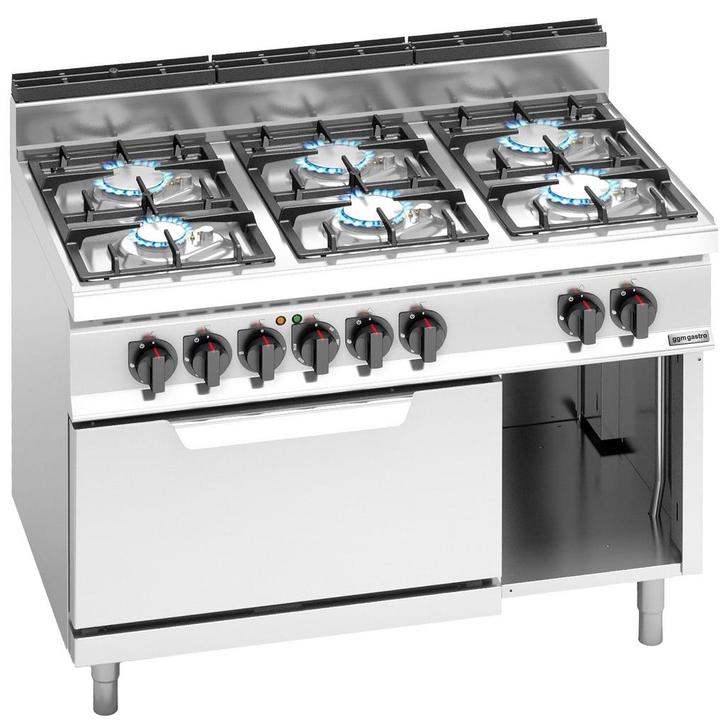 GGM Gastro | Gasfornuis - 33,5 kW - 6 branders - incl. |, Witgoed en Apparatuur, Fornuizen, Inbouw, Verzenden