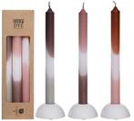 Kaarsen Dip Dye Pink Olive 24 cm Ø2,5 set 3 stuks, Ophalen of Verzenden, Nieuw