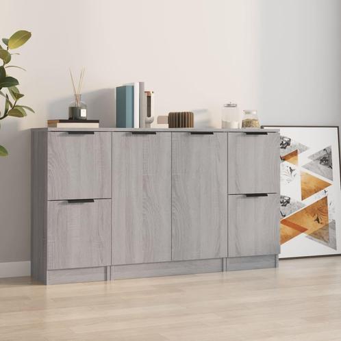vidaXL Dressoirs 3 st bewerkt hout grijs sonoma eikenkleurig, Huis en Inrichting, Kasten | Dressoirs, 25 tot 50 cm, Nieuw, 50 tot 100 cm