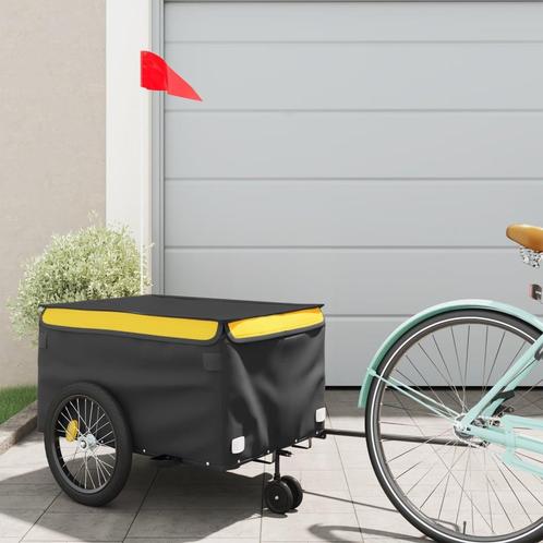 vidaXL Fietstrailer 30 kg ijzer zwart en geel, Fietsen en Brommers, Fietsaccessoires | Aanhangers en Karren, Nieuw, Verzenden