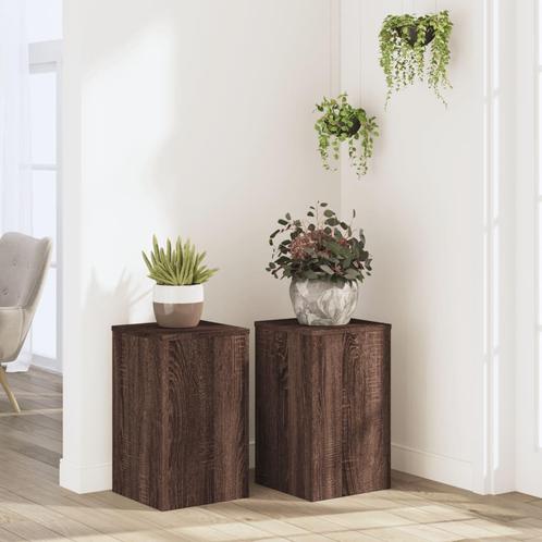 vidaXL Plantenstandaards 2 st 30x30x50 cm bewerkt hout bruin, Tuin en Terras, Overige Tuin en Terras, Nieuw, Verzenden