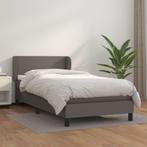 vidaXL Boxspring met matras kunstleer grijs 90x190 cm, Overige materialen, 90 cm, Eenpersoons, Verzenden