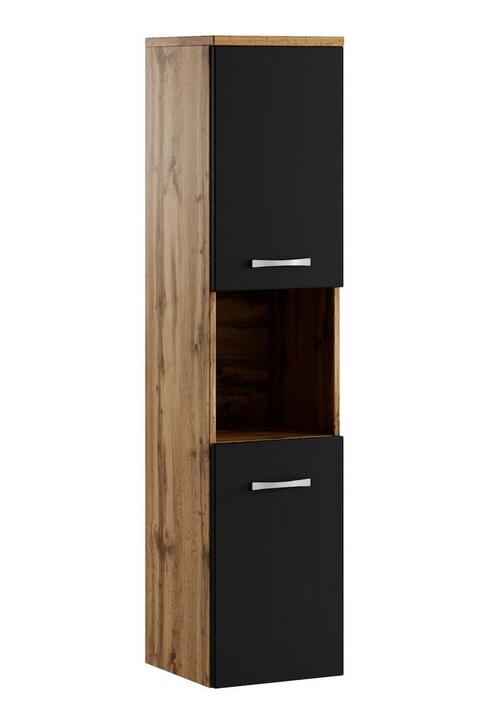 Badkamerkast Montreal 30 x 30 x 131 cm Eiken Zwart Kolomkast, Huis en Inrichting, Badkamer | Badkamermeubels, Nieuw, (Half)hoge kast