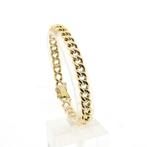 Gouden gourmetschakel armband | 21 cm (luxe heren sieraad), Ophalen of Verzenden, Gebruikt, Overige kleuren, Goud
