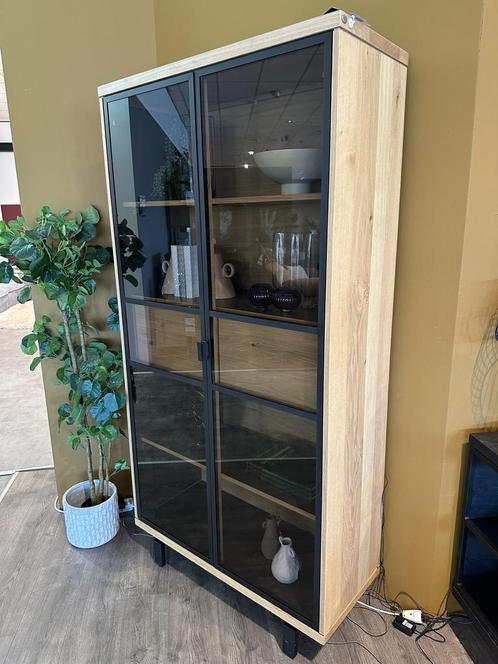 Ridgefield vitrinekast - 100cm - natural **SHOWROOMMODEL**, Huis en Inrichting, Kasten | Vitrinekasten, Nieuw