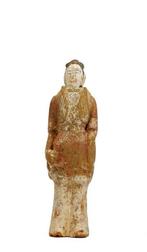 Oud-Chinees Terracotta Groot beschilderd aardewerken figuur, Verzamelen