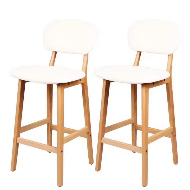 Set van 2 Witte Barkrukken – Kunstleer met Houten Poten, Huis en Inrichting, Bureaustoelen, Bureaukruk, Wit, Nieuw, Ergonomisch