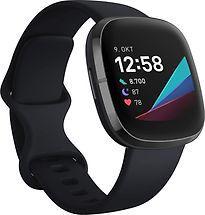 Fitbit Sense 40 mm grafiet met een siliconen polsband carbon, Telecommunicatie, Overige Telecommunicatie, Zo goed als nieuw, Verzenden