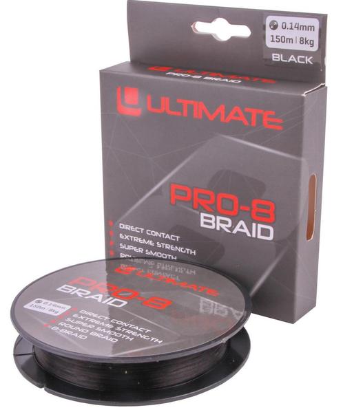 Ultimate Pro-8 Braid 0.14mm 8kg 150m Black, Watersport en Boten, Hengelsport | Algemeen, Vislijn, Nieuw, Verzenden