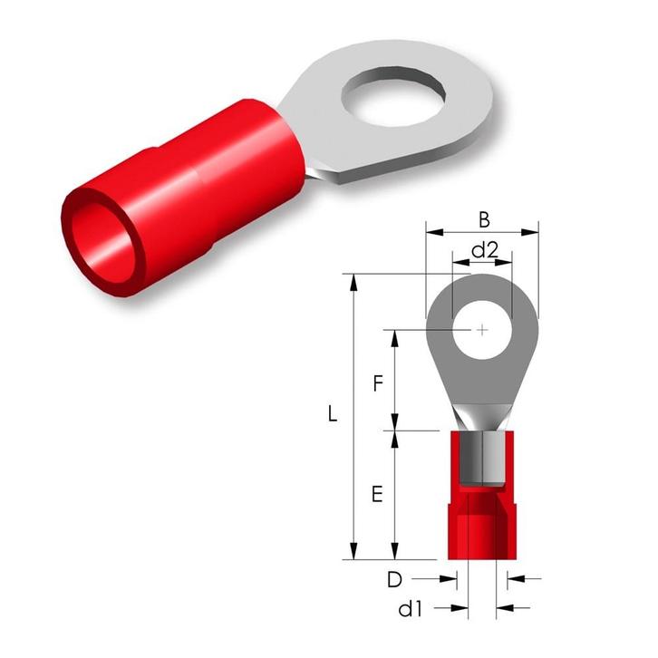 Tirex automotive Ringkabelschoen M6 ROOD geïsoleerd met oog, Auto diversen, Autogereedschap, Nieuw, Ophalen of Verzenden