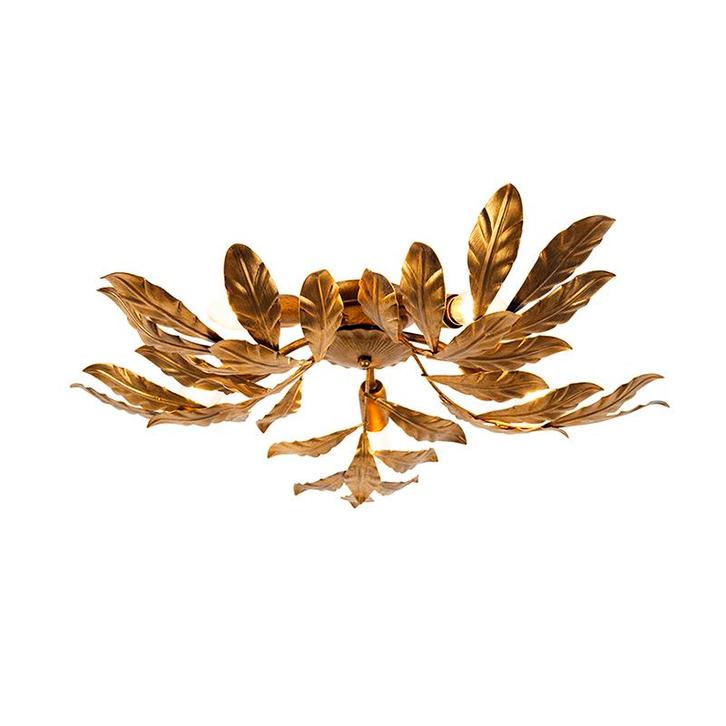 Vintage plafondlamp antiek goud 5-lichts - Linden, Huis en Inrichting, Lampen | Plafondlampen, Nieuw, Overige materialen