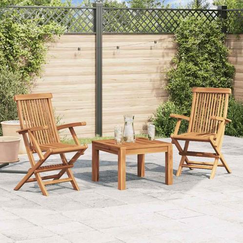 vidaXL Tuinstoelen inklapbaar 2 st massief teakhout, Tuin en Terras, Tuinstoelen, Nieuw, Teakhout, Verzenden