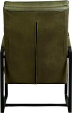 Olijfgroene leren industriële design fauteuil - Vintage Leer, Huis en Inrichting, Fauteuils, Nieuw, Ophalen of Verzenden, 50 tot 75 cm