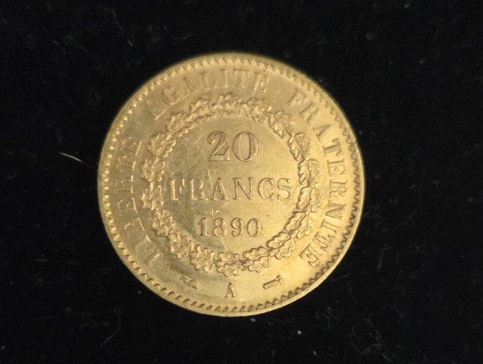 Frankrijk. 20 Francs 1890-A Génie, Postzegels en Munten, Munten | Europa | Euromunten