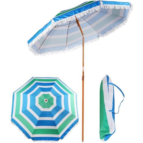 Parasol - 180 cm - strandparasol met tas - groen blauw, Tuin en Terras, Parasols, Nieuw, Ophalen of Verzenden