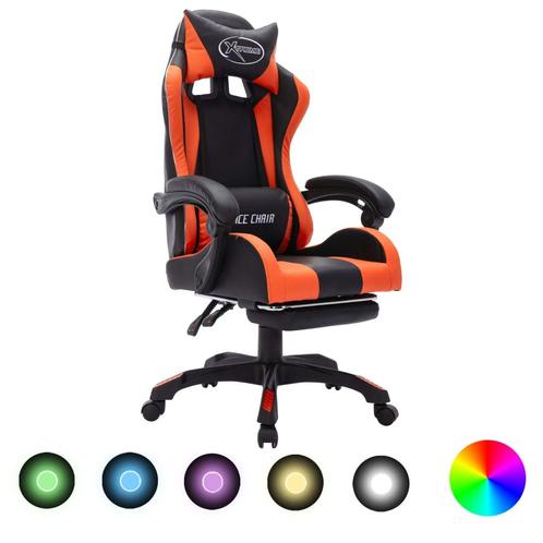 vidaXL Racestoel met RGB LED-verlichting kunstleer oranje en, Huis en Inrichting, Bureaus, Nieuw, Verzenden