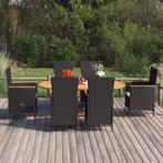vidaXL 7-delige Tuinset poly rattan zwart, 6 zitplaatsen, Nieuw, Tuinset, Verzenden