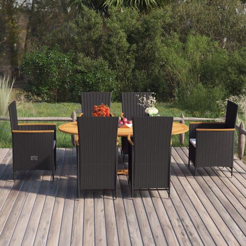 vidaXL 7-delige Tuinset poly rattan zwart, Tuin en Terras, Tuinsets en Loungesets, Tuinset, Nieuw, 6 zitplaatsen, Rotan, Verzenden