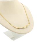 Bicolor gouden collier met vaste hanger en diamant; 0,17..., Sieraden, Tassen en Uiterlijk, Gebruikt, Overige kleuren, Ophalen of Verzenden