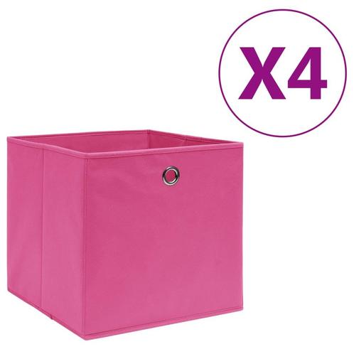 vidaXL Opbergboxen 4 st 28x28x28 cm nonwoven stof roze, Huis en Inrichting, Woonaccessoires | Kisten, Nieuw, Verzenden